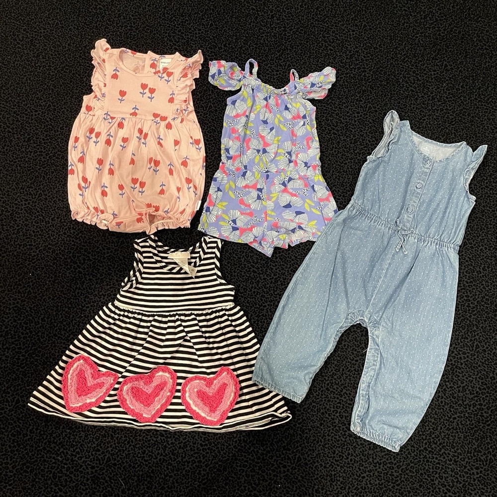 Girls‎ Summer Outfit Set Bundle Lot Of 4 Clothes Romper 12-18M Floral Ruffle